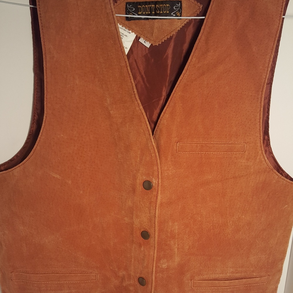 Leather (Suede) Vest (M-L) NWT Rust